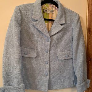 Zara light blue spring suit jacket